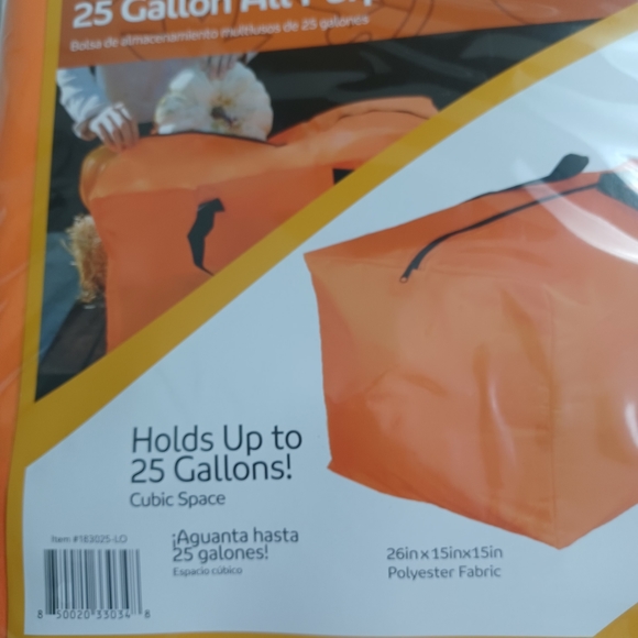Harvest 25 Gallon All Purpose Storage Bag NEW Orange -Handles & Zipper - Picture 3 of 8